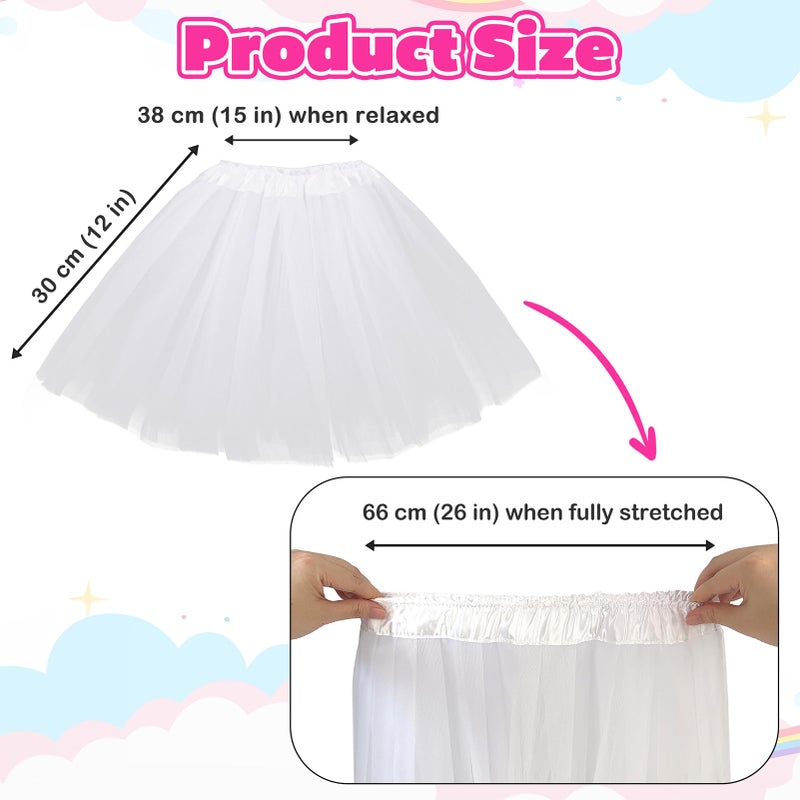 kilofly 6pc White Girls Ballet Tutu Kids Birthday Princess Party Favor Skirt Set - Image 2